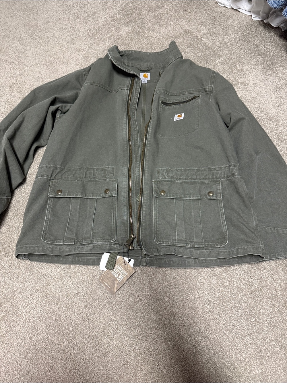 Carhartt Olive Work Jacket with Utility Pockets